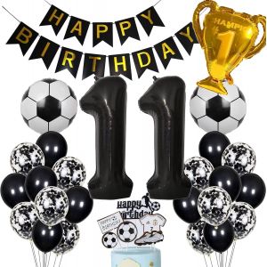 Ballon De Football 11e Anniversaire Ballon H&eacute;lium Noir 11e Anniversaire Gar&ccedil;on G&acirc;teau Topper Football Anniversaire D&eacute;coration 11ans Enfants F&ecirc;te D'anniversaire D&eacute;coration 11e Anniversaire D&eacute;coration - Neuf