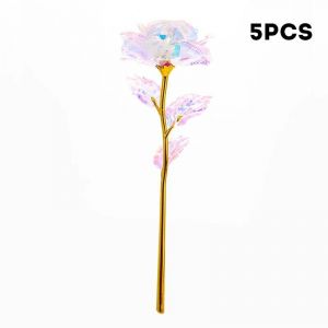 5/10 Pcs Fleur De Rose Avec Bo&icirc;te Exquise Rose Color&eacute;e D&eacute;corative Envelopp&eacute;e Par Feuille D'or Cadeau Pour Filles Maman 25 * 8cm 5pcs - Neuf