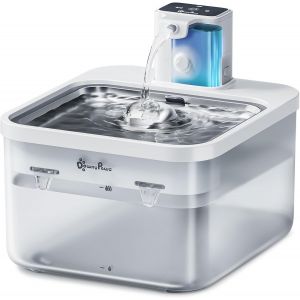 2.5L Fontaine &Agrave; Eau Sans Fil, &Agrave; Pile 4000Mah, Distributeur Avec D&eacute;tecteur De Mouvement Et Plateau En Acier Inoxydable, Blanche - Neuf