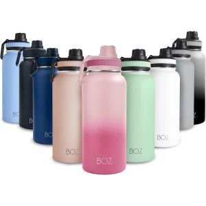 Kyaoayo-Gourde Isotherme En Acier Inoxydable 1l, Sans Bpa, Isolation Sous Vide Gourde Inox Avec Couvercle Anti Germe, Bouteille D'eau 1 Litre Pour Bureau, Sport, Voiture, Randonnée, Gym (Dégradé Ro - Neuf