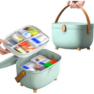 TIANYI-Boîte médicale, Boîte de Rangement à Médicaments en plastique,Bac de rangement plastique, avec poignée et compartiment amovible (Vert) - Neuf