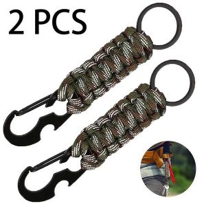 Lot De 2 Mousquetons Porte-Clés Polyvalents En Paracorde ¿ Cordon De Suspension Durable Avec Crochets Pour Chaîne Pour Les Aventures En Plein Air - Neuf