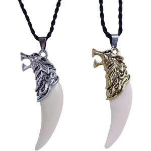 Trahoo-Collier Pendentif Imitation Dent De Loup 2 Pièces, Collier Personnalisé Pour Garçons, Collier Créatif, Bijoux Pour Hommes, Collier Pendentif, Collier Rétro - Neuf