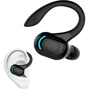 KALANKA-Oreillette Bluetooth sans Fil 5.2 Mono avec Micro R&eacute;duction de Bruit, Kit Main Libre Tour d&iquest;Oreille 360&deg;, Charge Rapide 1,5h, &Eacute;couteur pour iPhone Android PC Bureau Conduite Sport - Neuf