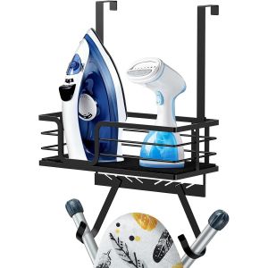 MEVRONISSHOP-Mur Moup/Over The Doord Board Polder avec Un Grand Panier De Rangement, Support De Fer &agrave; Linge Et Support De Planche &agrave; Repasser - Neuf