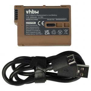 vhbw Batterie compatible avec Nikon poign&eacute;e alimentation MB-N11, MD-D14 (2040mAh, 7,2V, Li-ion), puce d'information, prise USB-C - Neuf