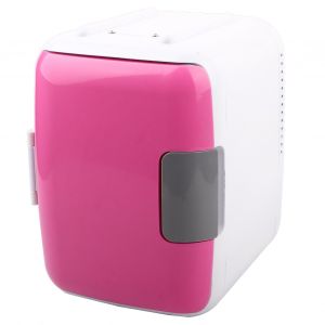 Mini refrigerateur 4 litres/6 canettes, glaciere et rechauffeur electrique portable, systeme thermoelectrique pour voiture, rose - Neuf