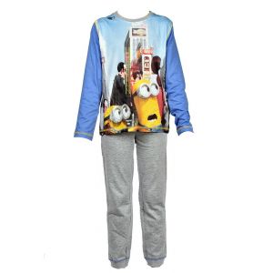 Pyjama Gar&ccedil;on Licence : Mickey, Looney Tunes, Age De Glace, Minions, Peppa Pig En Coton Ultra Confort Les Minions Ph2104 Bleu En Polaire - Neuf