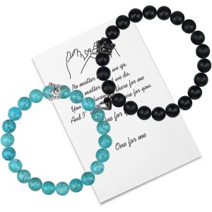 Kal-Couronne Couple Amour Coeur Magnétique Perles Bracelets Avec Coeur Attraction Bell Mutuelle Bracelets Couple Cadeaux Pour Petit Ami Petite Amie Son Sien Femmes Hommes Amitié - Neuf