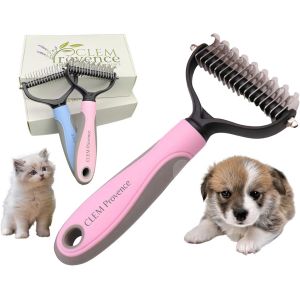Jgd-Brosse Chien & Chat Poil Long - Double Lame D&eacute;m&ecirc;lante Pour Enlever Sous Poils Et N?uds Brosse Professionnelle Pour Le Toilettage De Tous Vos Animaux &Agrave; Poils (Rose) - Neuf