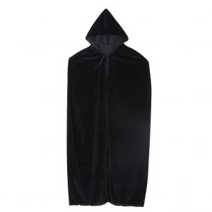 Long Capuche Cape Cape Costume Pour Cosplay Noël Halloween (Noir 130cm) - Neuf