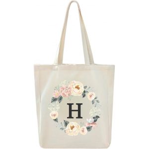 SUBZONAL-Sac fourre-tout en toile, sac cadeau personnalis&eacute; A-Z 26 lettres, sac &agrave; provisions &eacute;cologique r&eacute;utilisable, sac cadeau, adapt&eacute; aux vacances &agrave; la plage, aux f&ecirc;tes d'anniversaire de mariage. - Neuf