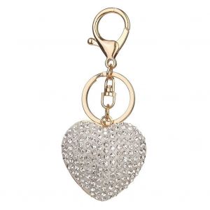 Strass Porte-Cl&eacute;s Porte-Cl&eacute;s Bague Coeur Forme Porte-Cl&eacute;s Alliage Porte-Cl&eacute;s Sac D&eacute;coration (Blanc) - Neuf