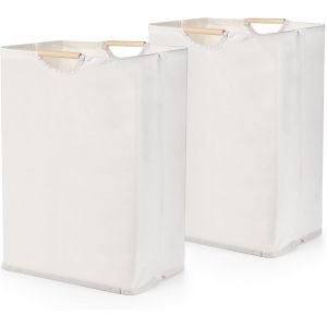 CHECARZHN--NO1-Lot De 2 Grands Paniers À Linge Avec Poignée, 60 L, Pliable, Imperméable, Panier De Rangement Autonome Pour Vêtements, Couvertures, Jouets, Salle De Bain, Salon, Beige - Neuf