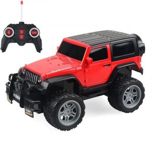 Voiture T&eacute;l&eacute;command&eacute;e Enfant 4x4 Rouge Avec Lumi&egrave;res Et Pneus Antid&eacute;rapants YONIS - Neuf