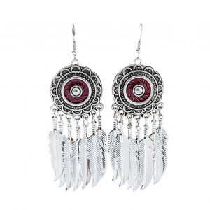 Nébuleuse Bohème Crochet Boucles D'oreilles Bohême Style Plume Pompon Boucles D'oreilles Argent Couleur Argent Rond Boucles D'oreilles Palais Style Bijoux Cadeau Boho Plume Pompon Oreille - Neuf