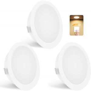 ERYI-Set De 3 Spot Led Encastrable Dimmable 230V 3W 3000K Blanc Chaud, 15Mm Extra Plat Spots De Plafond 300Lm Trou 55-58Mm, Ip44 Spot Salle De Bain, Blanc - Neuf