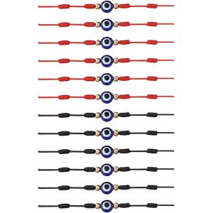Kal-12 Pcs Mauvais ?il Bracelets Pour Femme Homme Chakra Bracelets Réglables Hamsa Bracelets Mauvais ?il Oeil Turco Bracelet Rouge Noir Turc Bracelet Porte Bonheur Bijoux Pour Femme Fille - Neuf