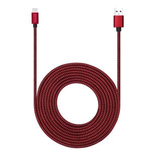 C&acirc;ble USB de type C de 4,6 m avec charge rapide 3 A, ultra long et extr&ecirc;mement durable en nylon tress&eacute; pour Galaxy S10/S9/S8/Google Pixel/LG/OnePlus/Moto et plus encore (rouge) - Neuf