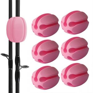 Lbgwp60-Lotde 6 Sangles De Support De Canne À Pêche À 5 Trous, En Silicone Extensible, Pour Canne À Pêche, Rose - Neuf