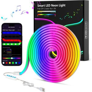 Neon Rubans Led 3M, Bandes Led Rgb, Contr&ocirc;le Intelligent Par App, Flexible &Eacute;tanche D&eacute;coupable, Synchronisation Musique, 33 Sc&egrave;nes, Lmi&egrave;res Led Diy Pour Chambre, Cuisine, F&ecirc;te, Salon - Neuf