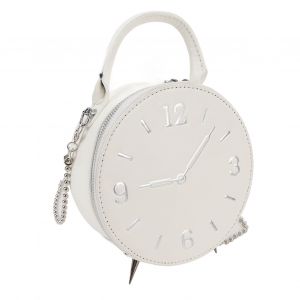 Sac à bandoulière pour femme en cuir PU étanche avec horloge moderne, petit sac à main pour téléphone portable avec fermeture éclair à 2 voies pour un usage quotidien blanc - Neuf