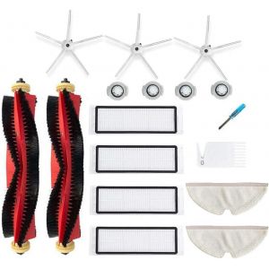 Kit de Rechange pour aspirateur Xiaomi Roborock S6 S60 S65 S5 Max T6 Comprenant 2 brosses &agrave; Rouleaux, 3 brosses lat&eacute;rales, 4 filtres Hepa, 2 Chiffons de Balai d'origine - Neuf