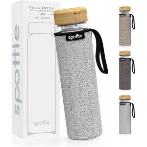 Bouteille À Thé En Verre Avec Infuseur En Acier Inoxydable - Verre Borosilicate Double Paroi, Bouteille À Infusion À Froid Avec Housse En Néoprène, Lavable Au Lave-Vaisselle, 1l - Neuf