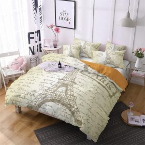 X Cm Housse De Couette Polyester Coton Housse De Couette X Avec Deux Taies D'oreiller X Cm Tour Eiffel Paris Parure De Lit Anti-Allergique - Neuf