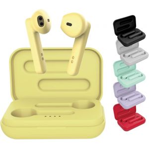 KAL-Blueelement Pop Écouteurs Bluetooth 5.0 Tws -Écouteurs Sans Fil Son Stereo 3D Hd, Autonomie 6H, Etui De Chargement Led, Facile À Connecter, Micro Intégré, Confortables Pour Iphone/Android (Jaune - Neuf