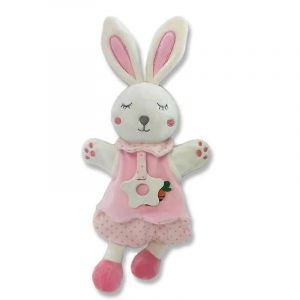 Jouets pour bébés : hochet en peluche, lapin mignon, jeux pour bébés, couverture en peluche douce, animaux en peluche, serviette, poupée, jouets pour bébés de 0 à 12 mois-marionnette à main lapin - Neuf