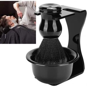 Eryi-3 Pcs Barbe Rasoir Porte-Bol De Brosse, 3 En 1 Kit De Rasage, Barbe Blaireaux + Bol De Rasage + Support Rasoir, Rasage Accessoires Homme Facial Outils Propres, Pour Le Rasage De Sécurité - Neuf