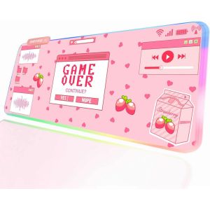 Tapis De Souris De Jeu Led Rvb Rose - Grand Sous-Main - En Caoutchouc Antidérapant - Xl Xxl - Rose - Grand Tapis De Souris De Jeu - Pour Joueurs - 800 X 300 Mm P1-1 - Neuf