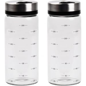 2 Pièces Bouteilles D'épices En Verre Shaker À Épices Pour Poivre,Sel,Sucre Pot À Épices En Verre Réglable À Trois Trous Pour Épices Dans La Cuisine Ou Le Gril Extérieur (200 Ml) - Neuf