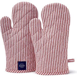 XO Long 18x30 cm Four à Micro-Ondes Mitaines pour Gants de Cuisine 2 Pcs-Résistant à la Chaleur,épais et sécuritaire,Protection des Mains Contre Les ustensiles Chauds-Coutil Rouge - Neuf