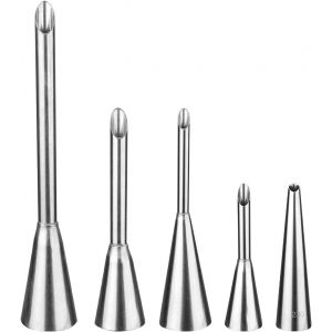 Jexnovashop-5 Pi&egrave;ces Douille &Agrave; P&acirc;tisserie Inox, Buse Pour Cr&egrave;me, Seringue Patisserie, Accessoire Patisserie, Pour Garnir Confitures, P&acirc;te Feuillet&eacute;e, Beignets, Pain, P&acirc;te Feuillet&eacute;e - Neuf