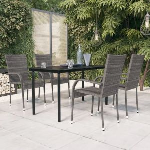 Prolenta Premium - Ensemble &Agrave; Manger De Jardin 5 Pcs Gris Et Noir - Neuf