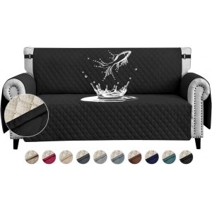 Ulteronixshop-Housses de Canap&eacute; Impermeable avec Accoudoirs 3 Places Antid&eacute;rapante &Eacute;paissi Pas Besoin de Laver la Housse de Canap&eacute; avec Poches Lat&eacute;rales pour Animaux de Compagnie Chiens Chats,Noir - Neuf