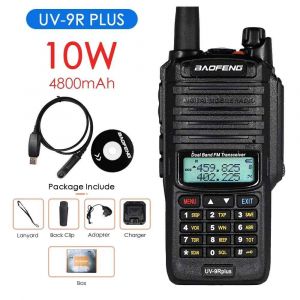 Talkie-walkie étanche IP68 Baofeng UV-9R Plus 10km haute puissance 10W double bande Radio bidirectionnelle UHF VHF Radio amateur Portable UV9RPLUS - Type Add cable-EURO - Neuf