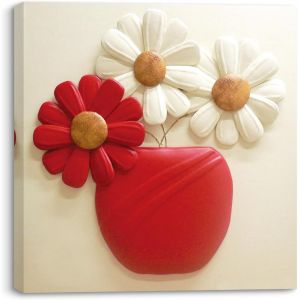 Eryi-Impression Sur Toile Fleurs Dans Un Vase Tableau Sur Toile 1pièce Fleurs Colorés Tableaux Décoration Murale Cuisine Avec Cadre Pour Chambre À Coucher Salle De Bain 30x30cm - Neuf