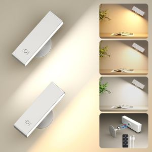 Applique Murale Interieur 2pc, Lampe Murale Sans Fil Avec Telecommande, 3 Temp&eacute;ratures, Batterie De 4000 Mah, Rotatifs 360&deg; Lampe De Chevet Liseuse, Adapt&eacute; &Agrave; La Chambre &Agrave; Coucher, Au Salon - Neuf