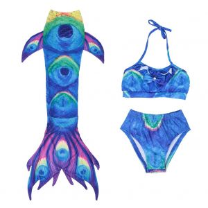 Maillot De Bain 3 Pieces Pour Filles, Haut, Culotte, Queue De Poisson, Monopalme, Palmes, Maillot De Bain (130) - Neuf