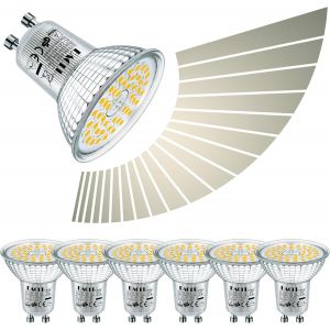 Ampoules Led Gu10 6w Blanc Neutre,Dimmable Stepless Via Variateur,620 Lumens 4000k Équivalent Halogène 65w,Lot De 6,Sans Scintillement 120° Led Spots,Ac 230v Lampe À Réflecteur - Neuf