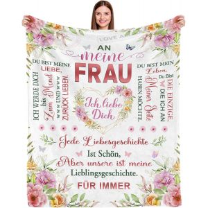 Ytfhg-Cadeau Pour Femme, Cadeau D'anniversaire De Mariage Pour Femme, Couverture Douillette À Ma Femme, Cadeau De Mariage, Cadeau D'anniversaire, Saint-Valentin, Couverture Polaire 150 X 130 Cm - Neuf