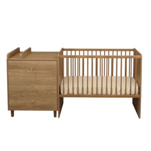 Lit Combin&eacute; 120x60 &Eacute;volutif En 90x190 D&eacute;cor Bois Ch&ecirc;ne Mokka - Neuf