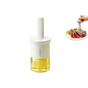 Flacon Distributeur D'huile Avec Goupillon Pour La Cuisine Et La P&acirc;tisserie, 300 Ml, R&eacute;sistant &Agrave; La Chaleur, En Verre Et Silicone - Neuf