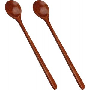 Eryi-Lot De 2 Cuillere En Bois,Cuillère À Miel En Bois 27,6cm,Cuillere Bois Miel,Cuillère À Mélanger En Bois À Long Manche,Cuillère De Cuisine En Bois,Pour Miel,Café,Thé,Condiments,Confiture - Neuf