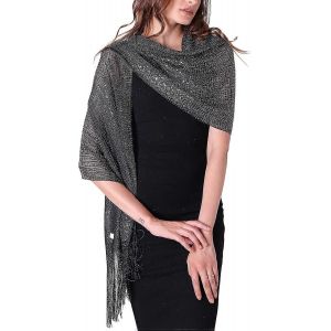 Châles Scintillants Pour Femmes Et Écharpes Pour Robes De Soirée Noir/Argent - Neuf