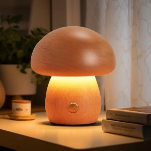 Veilleuse Bébé Bois Les Champignons,Usb Led Lampe De Chevet Charger Veilleuse Enfant 3w Régulation D'éclairage Continu,Lampe De Bureau Pour Chambre Deco Cadeau - Neuf