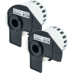 vhbw 2x Rouleau d'&eacute;tiquettes + support 62mm x 15,24m (1 &eacute;tiquette) compatible avec Brother PT QL-650 &eacute;tiqueteuse - premium jaune - Neuf